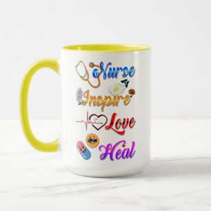 Taza Vajilla de enfermera Inspira Amor Sana Med Terapeu