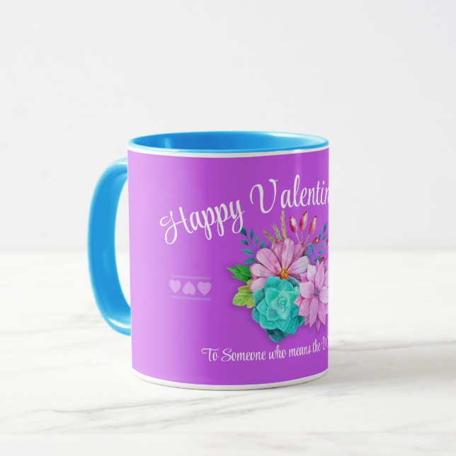 Taza valentina rosa brillante adorable (Anverso izquierdo)