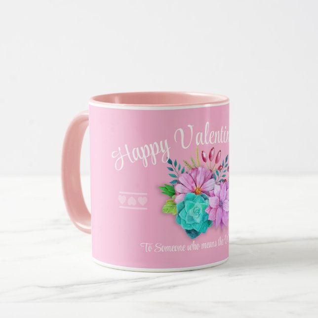 Taza valentina rosa lindo (Anverso izquierdo)