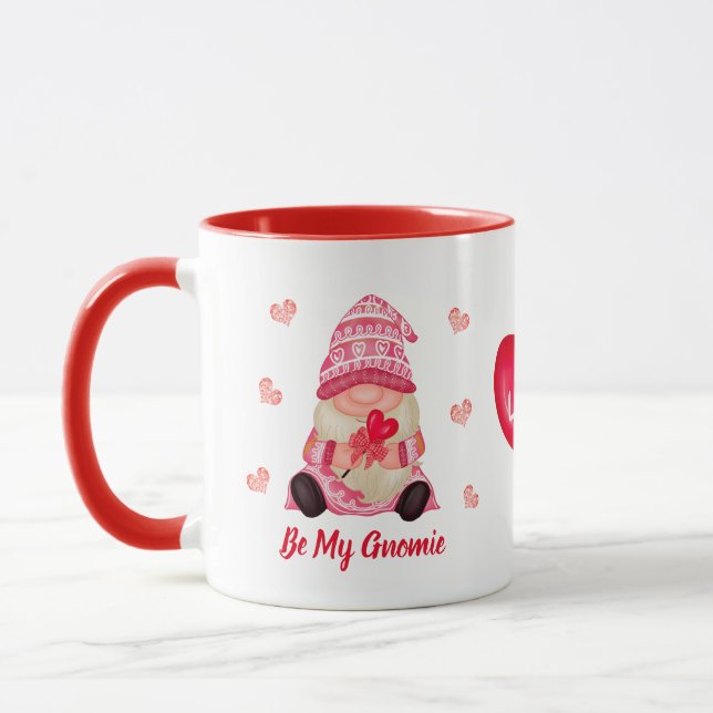 Taza Valentine Be My Gnomie Pink Gnome Purpurina Hearts (Izquierda)