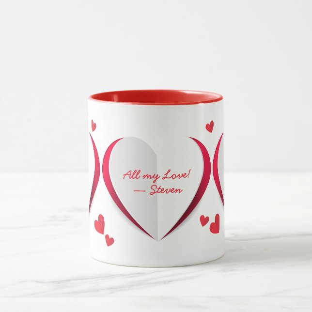 Taza Valentine Cute Paper Corre Personalizado (Centro)