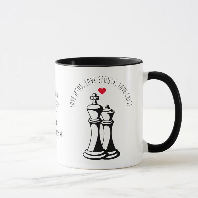 Taza Valentine KING QUEEN Love Jesus Spouse Chess (Derecha)