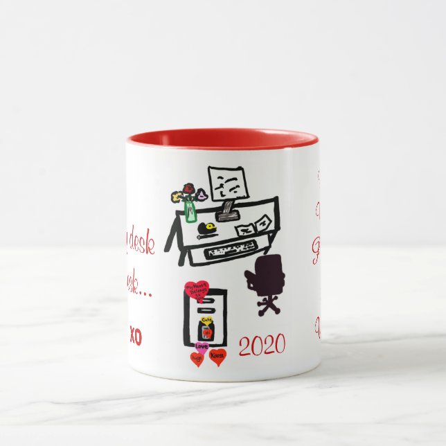 Taza Valentine Love Hearts Office Desk Nombre Mugs (Centro)