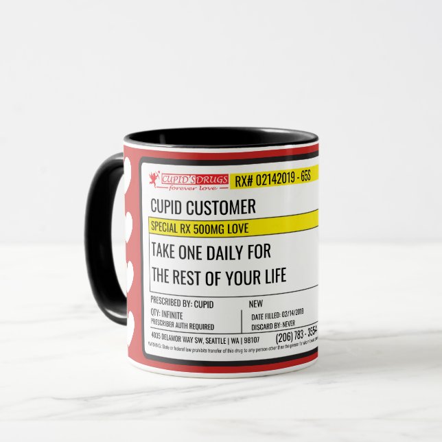 Taza Valentine Love Prescription del Dr. Cupid (Anverso izquierdo)