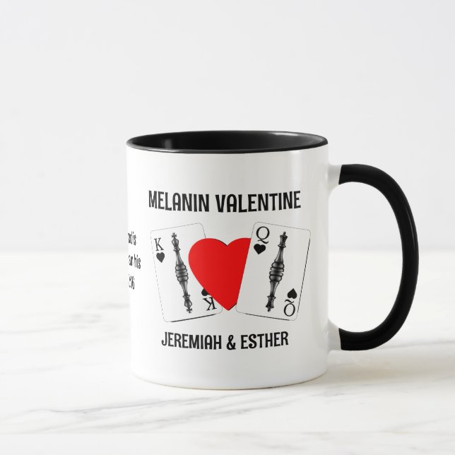 Taza Valentine MELANIN QUEEN KING JUGANDO TARJETAS Pare (Derecha)