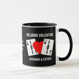 Taza Valentine MELANIN QUEEN KING JUGANDO TARJETAS Pare