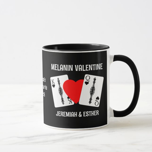 Taza Valentine MELANIN QUEEN KING JUGANDO TARJETAS Pare (Derecha)