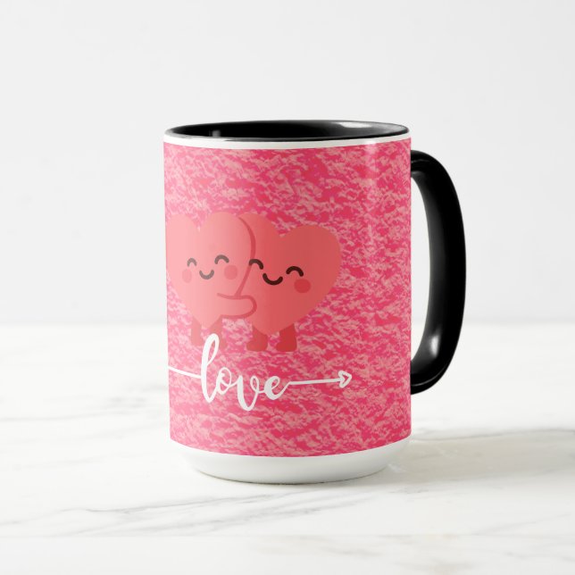 Taza Valentine’s Day Love Mug – Pink Hearts Design (Anverso derecho)