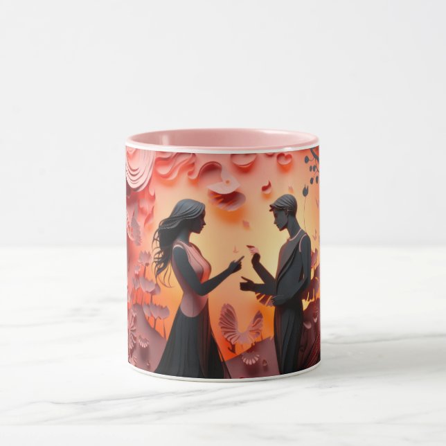 Taza  Valentine’s Day Romantic Couple Silhouette Love  (Centro)