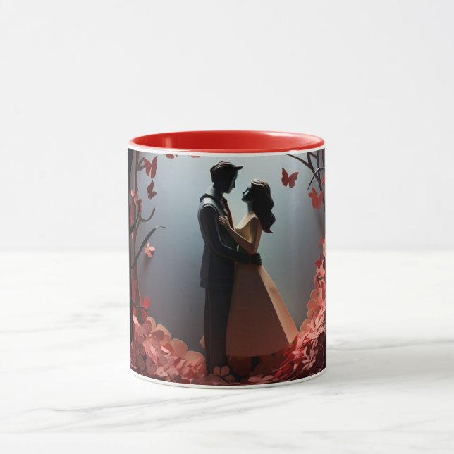 Taza  Valentine’s Day Romantic Couple Silhouette love  (Centro)