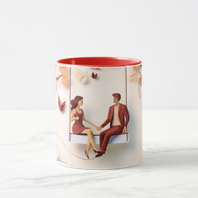 Taza  Valentine’s Day Romantic Couple Silhouette love  (Centro)