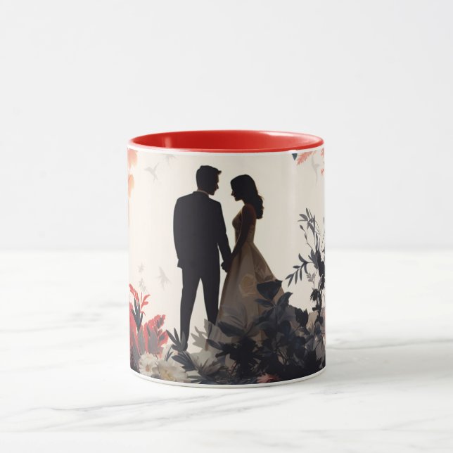 Taza  Valentine’s Day Romantic Couple Silhouette Love  (Centro)