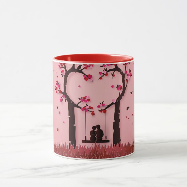 Taza  Valentine’s Day Romantic Couple Silhouette love  (Centro)