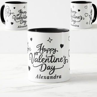 Taza Valentines  Cherub & Romantic Doodle Personalized