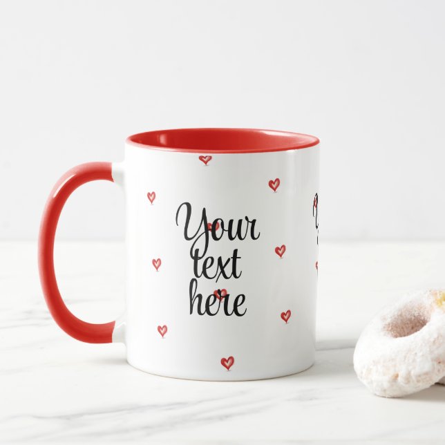 Taza Valentine's Day Gift, Hearts Design, I Love You (Con donut)