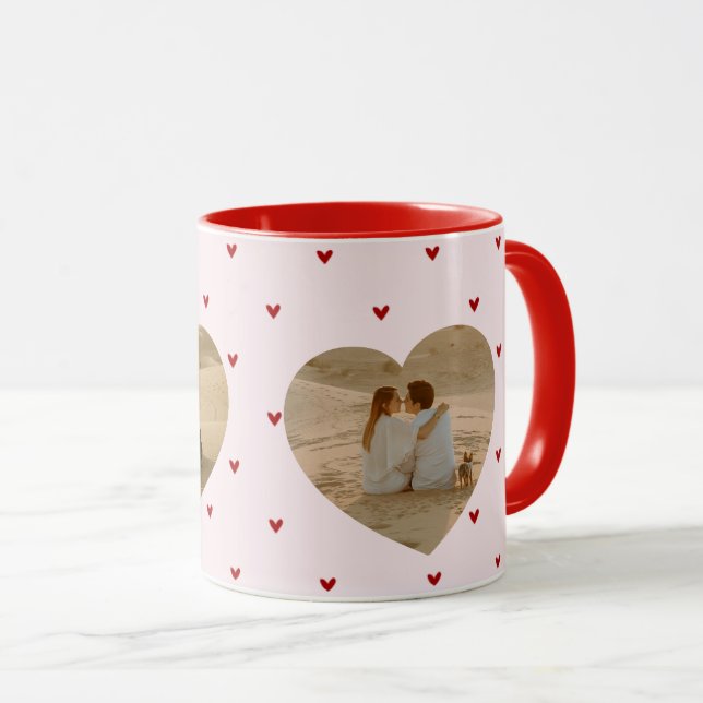 Taza Valentine's Day Hearts Red Pink Photo (Anverso derecho)