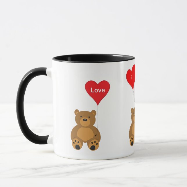 Taza Valentines Teddy y los globos aman la música (Izquierda)