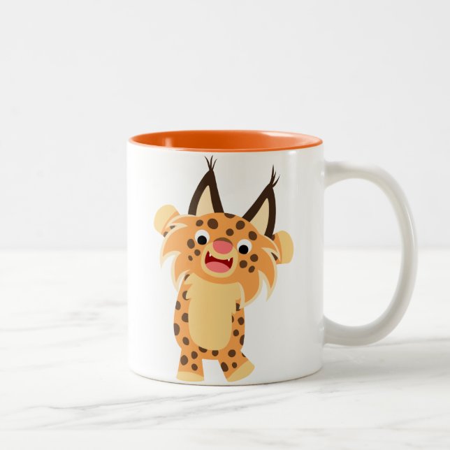 Taza valiente linda del lince del dibujo animado (Derecha)