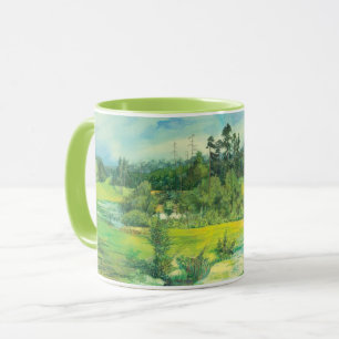 Taza valle verde Watercolor