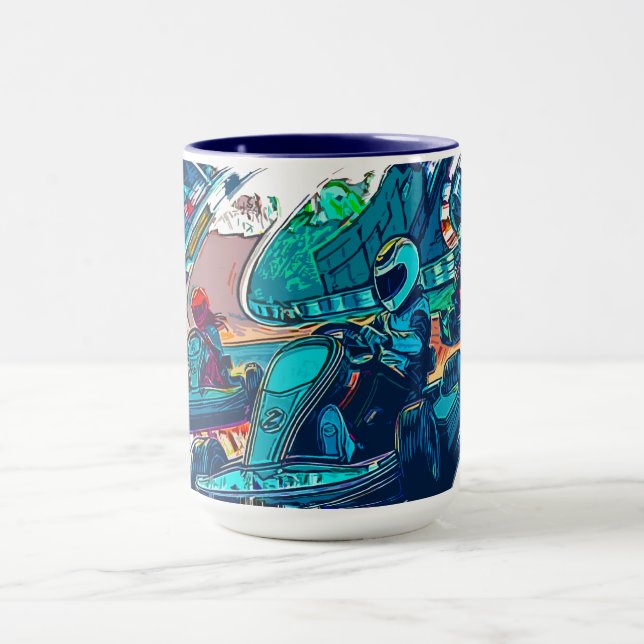 Taza ¡Vamos a Correr! - Pilotos de Karting (Centro)