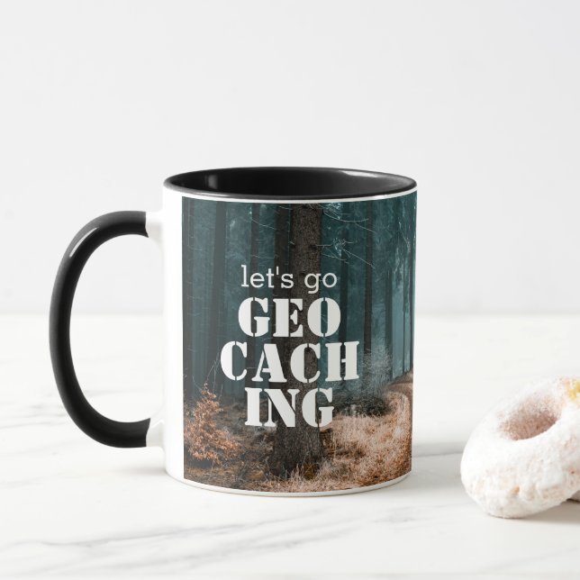 Taza Vamos a Geocaching Woods y Trail Geocacher Gift (Con donut)