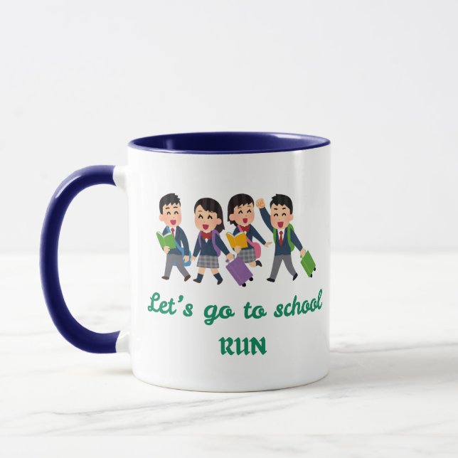 Taza ¡Vamos a la escuela, corre! Gracioso de vuelta a l (Izquierda)