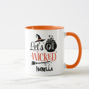 Taza Vamos a tener un Halloween moderno naranja y negro