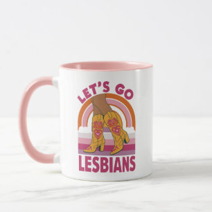Taza Vamos lesbianas Mes del Orgullo LGBTQ Vaquera
