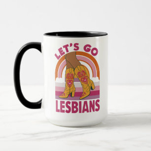 Taza Vamos lesbianas Mes del Orgullo LGBTQ Vaquera