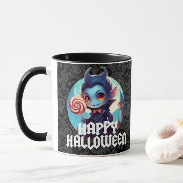 Taza Vampiro comiendo dulces Feliz Halloween (Con donut)