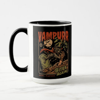 Taza ¡Vampurr muerde de nuevo! Gato divertido Halloween