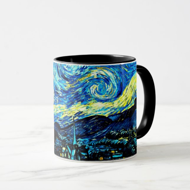 Taza Van Gogh - Noche estrellada, pintura famosa, (Anverso derecho)