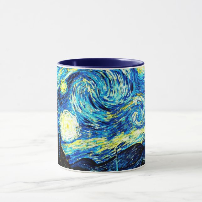 Taza Van Gogh, Noche Starry, pintura famosa, (Centro)