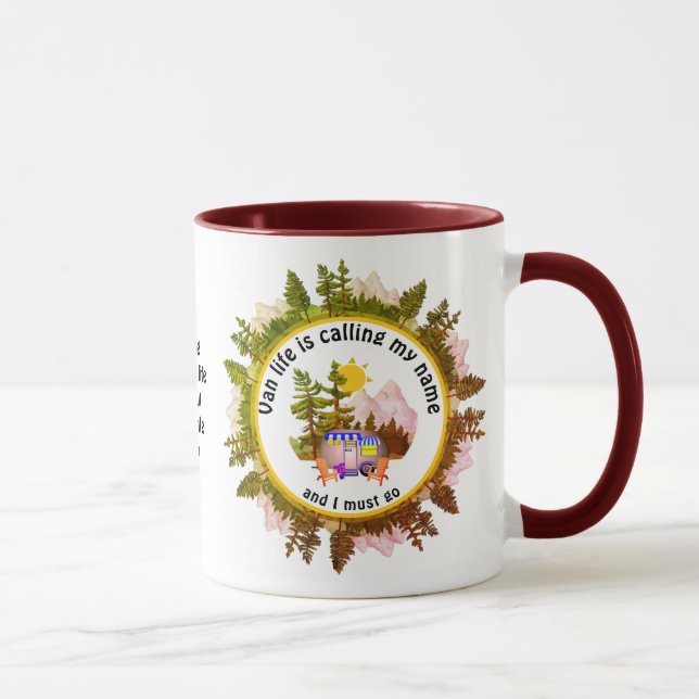 Taza VAN LIFE LLAMA A MI NOMBRE Personalizado CARAVAN C (Derecha)