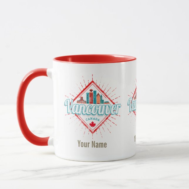 Taza Vancouver Skyline British Columbia Retro Canadá (Izquierda)