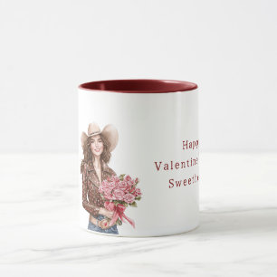 Taza Vaquera Rosas Rosadas Día de San Valentín