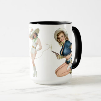 Taza Vaqueras Vintage Pin Up Chica Café Mug