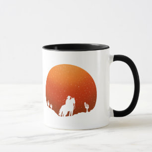 Taza Vaquero con caballo Salvaje paisaje de la puesta d