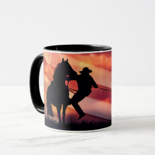 Taza Vaquero de pasaje parótico y bandera norteamerica
