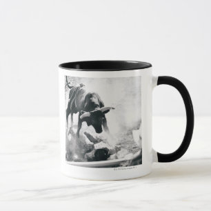 Taza Vaquero en la tierra después de caer apagado toro