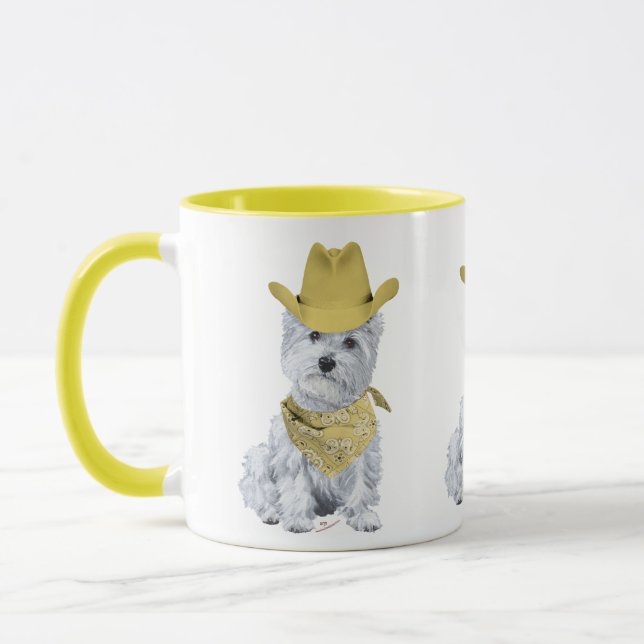 Taza Vaquero Westie en Amarillo (Izquierda)