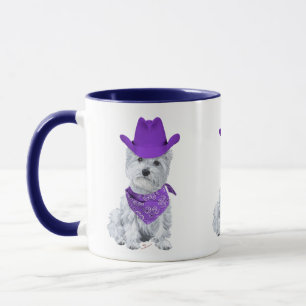 Taza Vaquero Westie en Púrpura