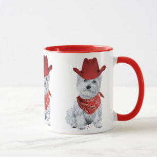 Taza Vaquero Westie en Rojo