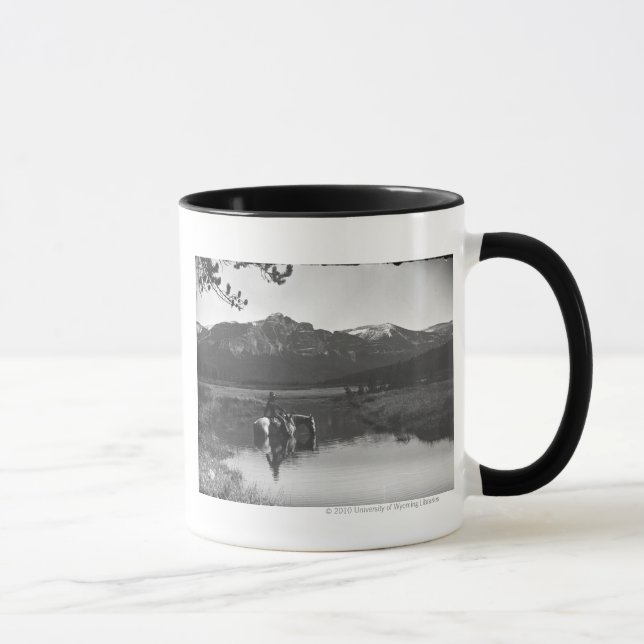 Taza Vaquero y caballo en una charca (Derecha)