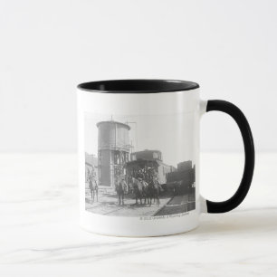 Taza Vaqueros en los caballos que presentan delante de