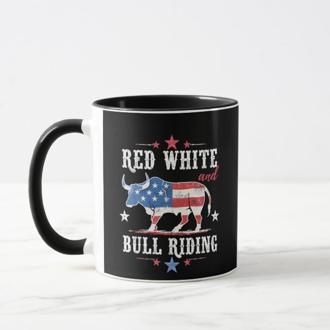 Taza Vaqueros estadounidenses rojos de blanco y toro (Izquierda)