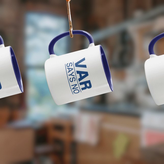Taza "VAR dice que no" (Diseño Azul) Graciosa Mug de Fú (Subido por el creador)