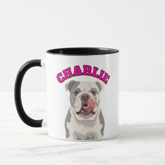 Taza Vector de Bulldog Inglés Gruñón Lamiendo Nariz Per