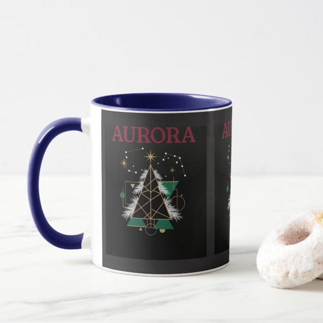 Taza vectorial de Navidad AURORA para días festivo (Con donut)
