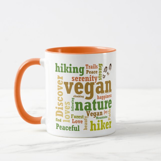 Taza Vegan Hiker Senderismo Word Cloud Mug (Izquierda)